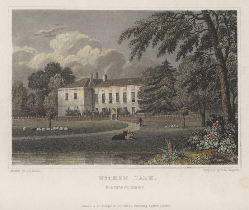 Wicken Park, Northamptonshire (renkli gravür) by Thomas Hosmer (after) Shepherd