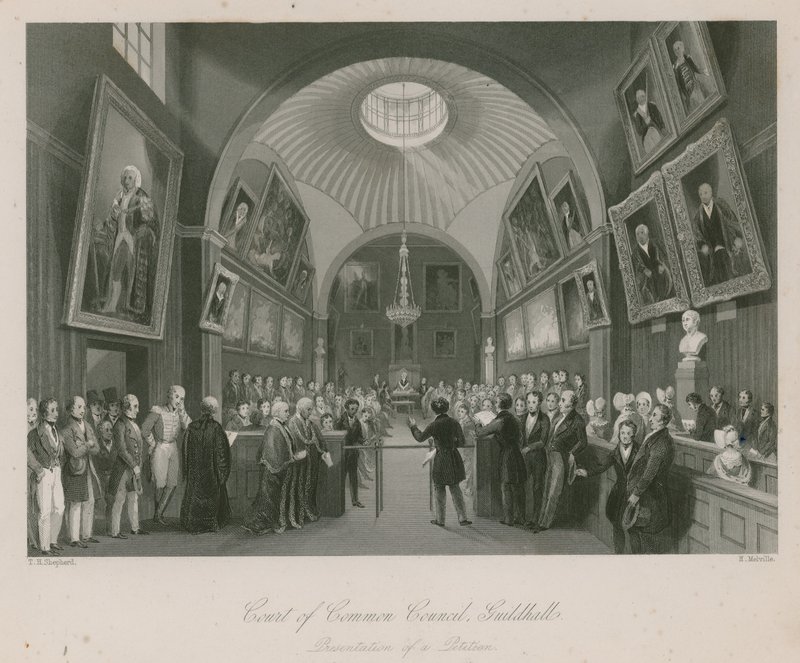 Ortak Konsey Mahkemesi, Guildhall, Londra; Dilekçe sunumu by Thomas Hosmer Shepherd