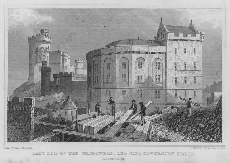 Bridewell'in Doğu Yakası ve Hapishane Valisinin Evi, Edinburgh (gravür) by Thomas Hosmer Shepherd
