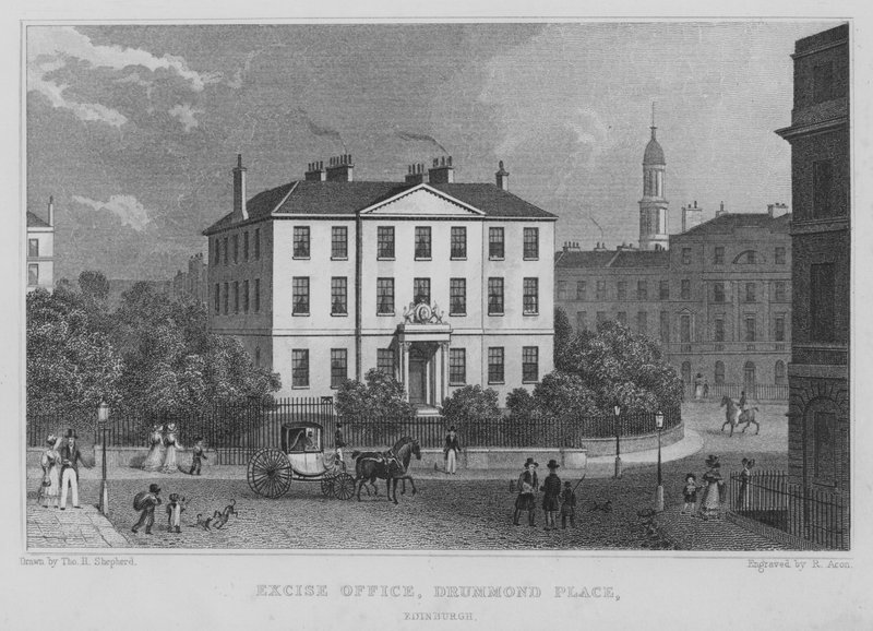Vergi Dairesi, Drummond Place, Edinburgh (gravür) by Thomas Hosmer Shepherd