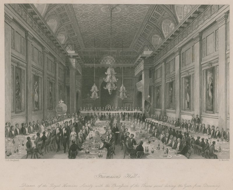 Mason Salonu; Royal Humane Society'nin akşam yemeği by Thomas Hosmer Shepherd
