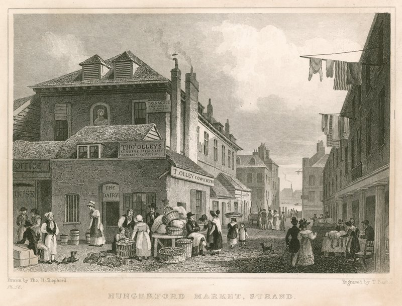 Hungerford Market, York Binaları yakınında, The Strand, Londra by Thomas Hosmer Shepherd