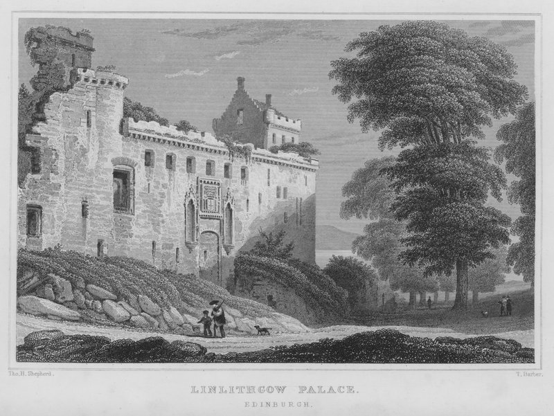 Linlithgow Sarayı, Edinburgh (gravür) by Thomas Hosmer Shepherd