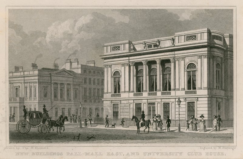 Yeni binalar Pall Mall East ve University Club House by Thomas Hosmer Shepherd