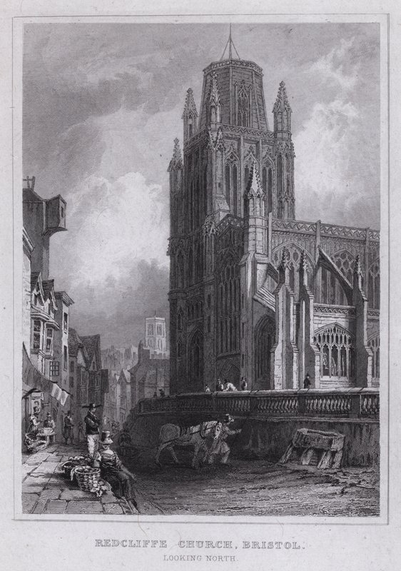Redcliffe Kilisesi, Bristol, Kuzeye bakıyor (gravür) by Thomas Hosmer Shepherd
