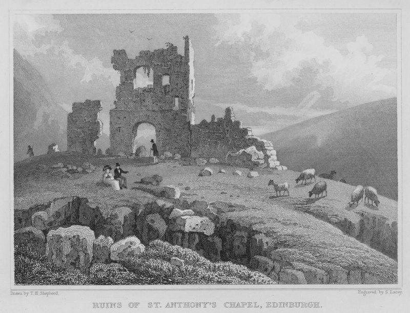 St Anthony's Şapeli, Edinburgh (gravür) kalıntıları by Thomas Hosmer Shepherd