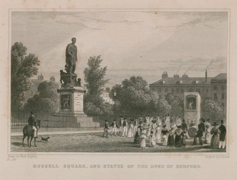 Russell Meydanı ve Bedford Dükü heykeli by Thomas Hosmer Shepherd