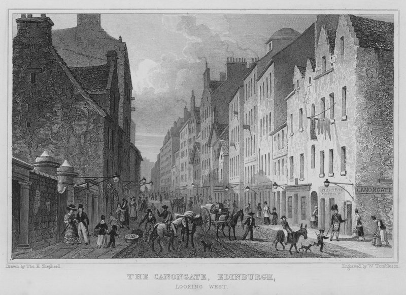 Canongate, Edinburgh, Batı'ya bakıyor (gravür) by Thomas Hosmer Shepherd
