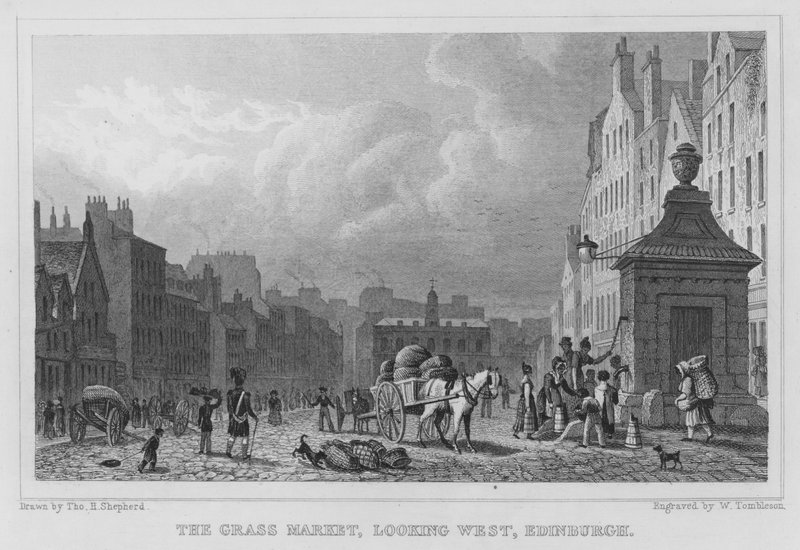 Grass Market, West, Edinburgh (gravür) arıyor by Thomas Hosmer Shepherd