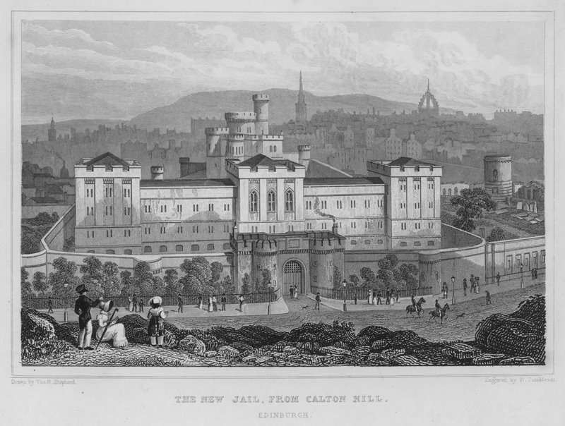 New Jail, Calton Hill, Edinburgh'dan (gravür) by Thomas Hosmer Shepherd