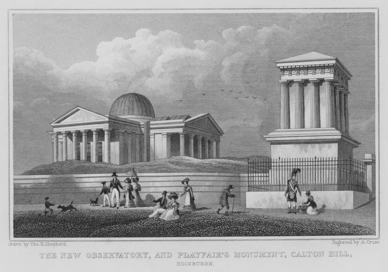 Yeni Gözlemevi ve Playfair Anıtı, Calton Hill, Edinburgh (gravür) by Thomas Hosmer Shepherd