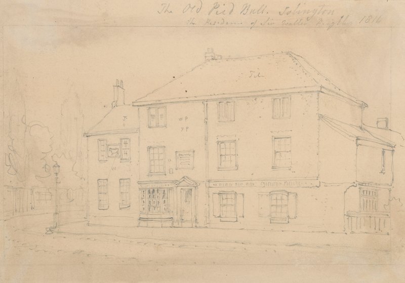 The Old Pied Bull Inn, Islington (kağıt üzerine mürekkep) by Thomas Hosmer Shepherd