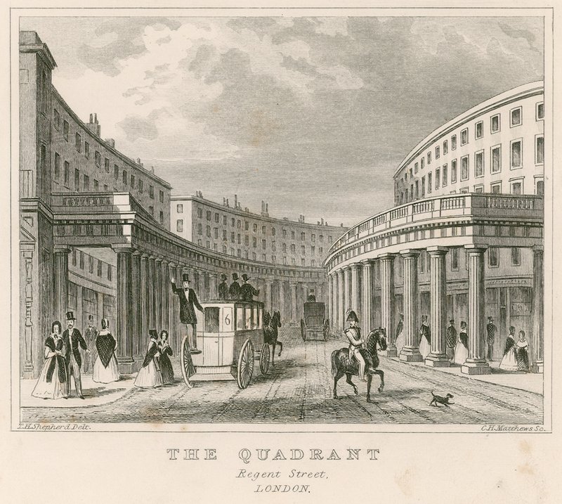 The Quadrant, Regent Street, Londra by Thomas Hosmer Shepherd