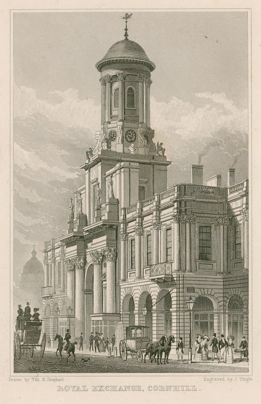 Royal Exchange, Cornhill, Londra by Thomas Hosmer Shepherd