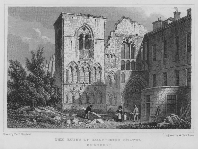 Holy-rood Şapeli, Edinburgh Harabeleri (gravür) by Thomas Hosmer Shepherd