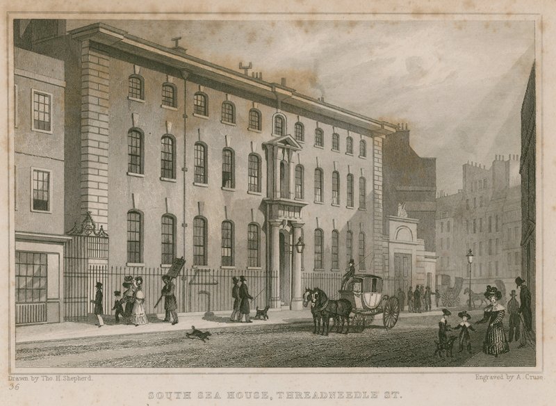 Güney Denizi Evi, Threadneedle Caddesi, Londra by Thomas Hosmer Shepherd