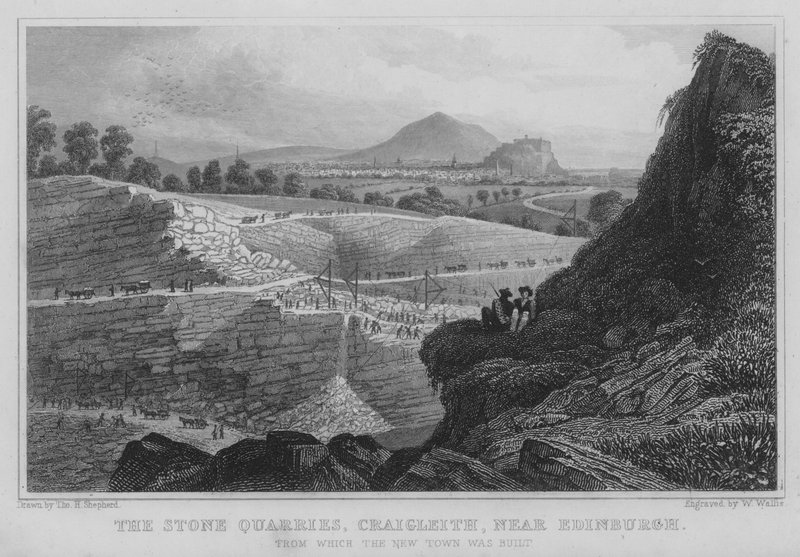Edinburgh yakınlarındaki Taş Ocakları, Craigleith (gravür) by Thomas Hosmer Shepherd