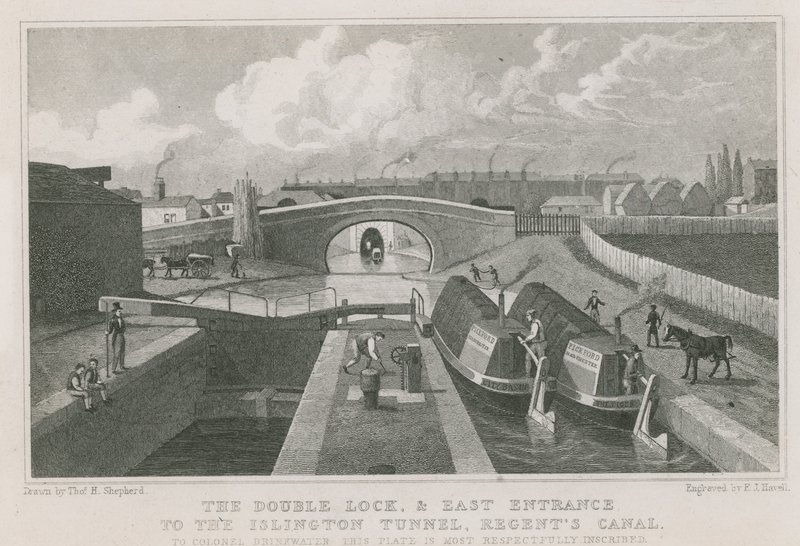 Islington Tüneli'ne çift kilit ve doğu girişi by Thomas Hosmer Shepherd