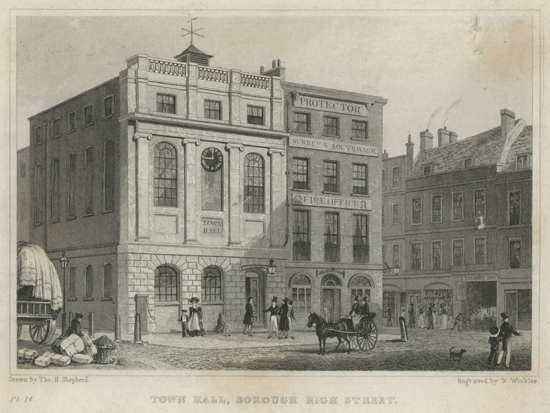Belediye Binası, Borough High Street (gravür) by Thomas Hosmer Shepherd