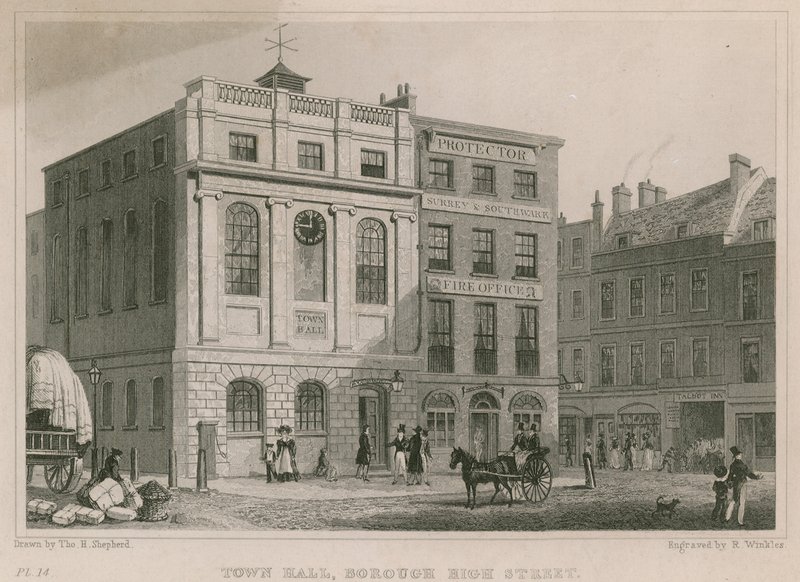 Town Hall, Borough High Street, Southwark, London  by Thomas Hosmer Shepherd