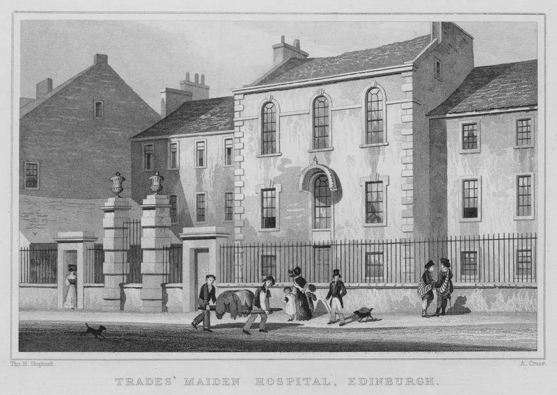 Esnaf Kız Hastanesi, Edinburgh (gravür) by Thomas Hosmer Shepherd