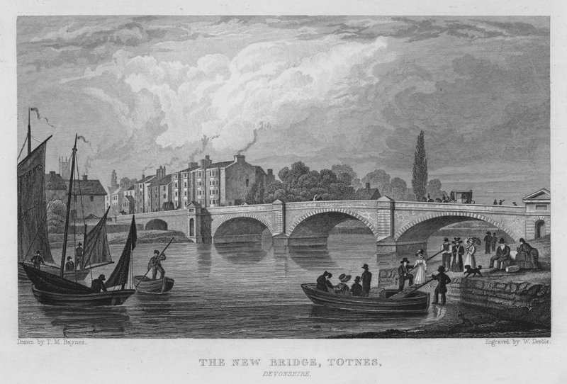 Yeni Köprü, Totnes, Devonshire (gravür) by Thomas Mann (after) Baynes