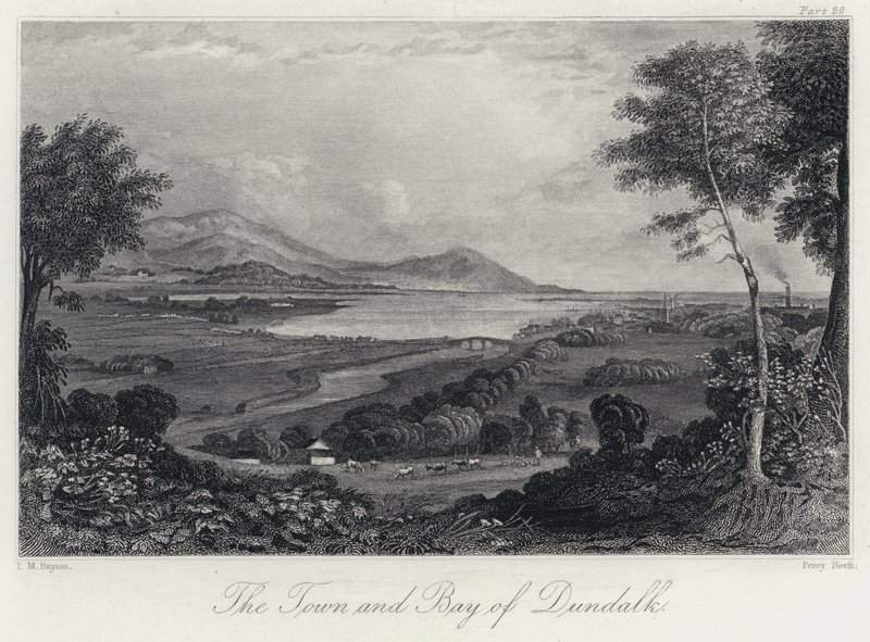Dundalk Kasabası ve Körfezi (gravür) by Thomas Mann (after) Baynes