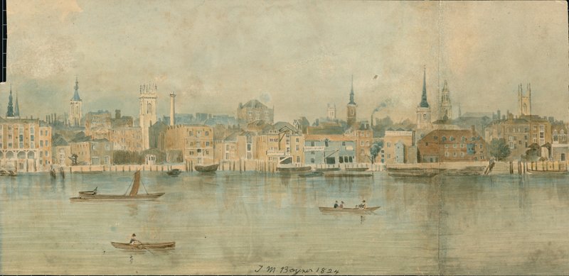 13 bölümden Thames Nehri, Kuzey Yakası Panoraması by Thomas Mann Baynes