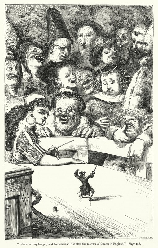 Jonathan Swift'in Gulliver'in Seyahatleri için çizim (gravür) by Thomas Morten