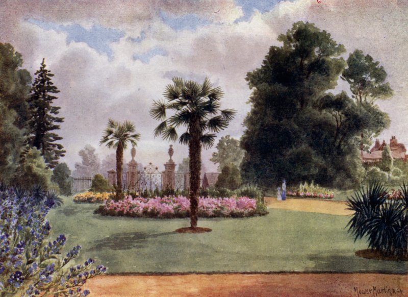 Kew Bahçeleri: Palmiye Ağaçları ve Ana Kapı (renkli taş) by Thomas Mower Martin