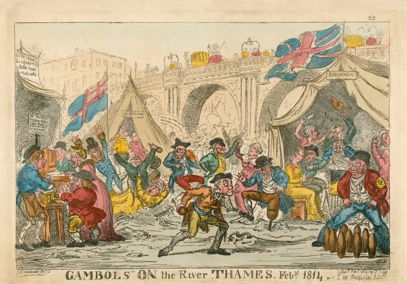 Thames Nehri üzerinde Gamboller, Şubat 1814 by Thomas Rowlandson