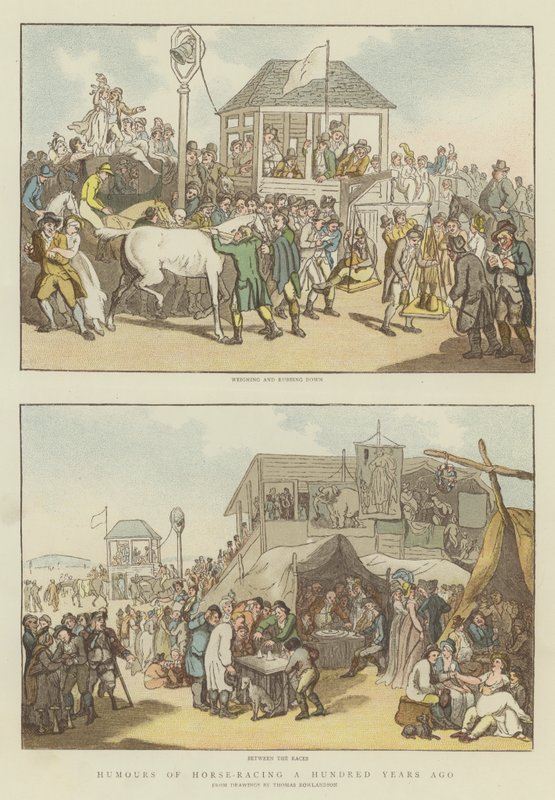 Yüz Yıl Önce At Yarışı Mizahları (chromolitho) by Thomas Rowlandson