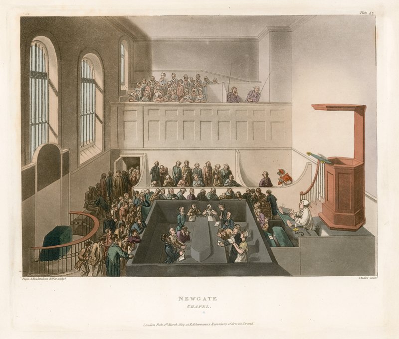 Newgate şapeli by Thomas Rowlandson