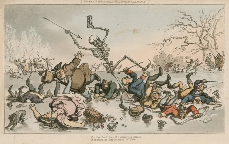 Kırılgan buzda, dönen paten, Kaderin bir aleti olur by Thomas Rowlandson