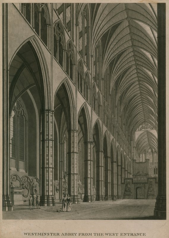 Westminster Abbey, Londra, batı girişinden by Thomas Snr. Malton