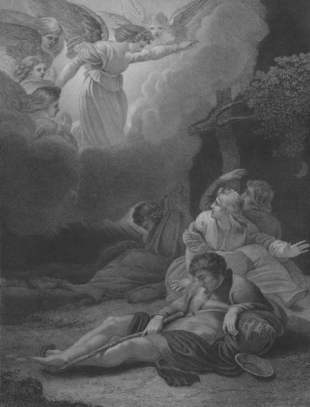 Çobanlara Görünen Melekler, Aziz Luka 2, Ayet 8-21 by Thomas Stothard