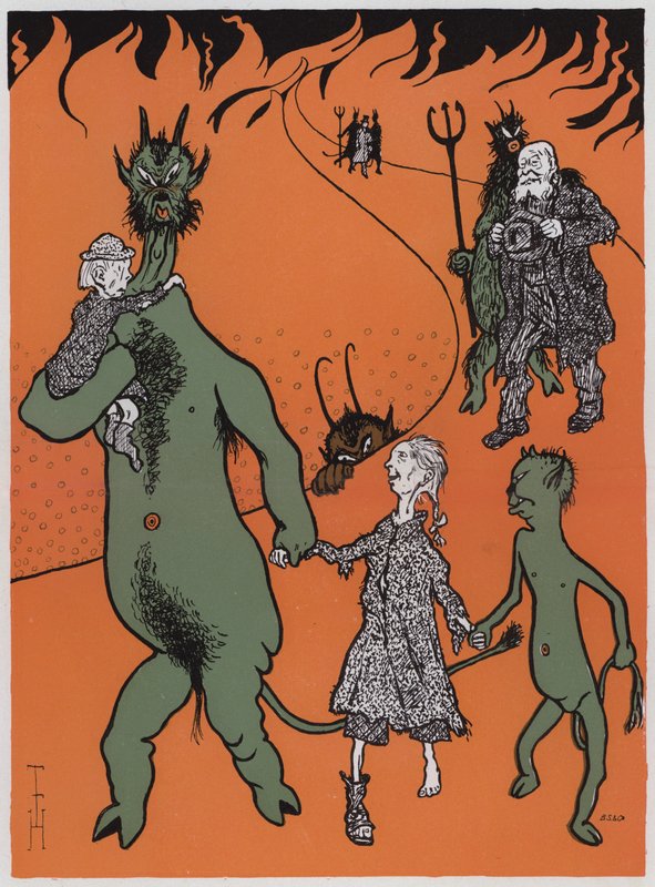 Kömür acil durumu (renkli lito) by Thomas Theodor Heine