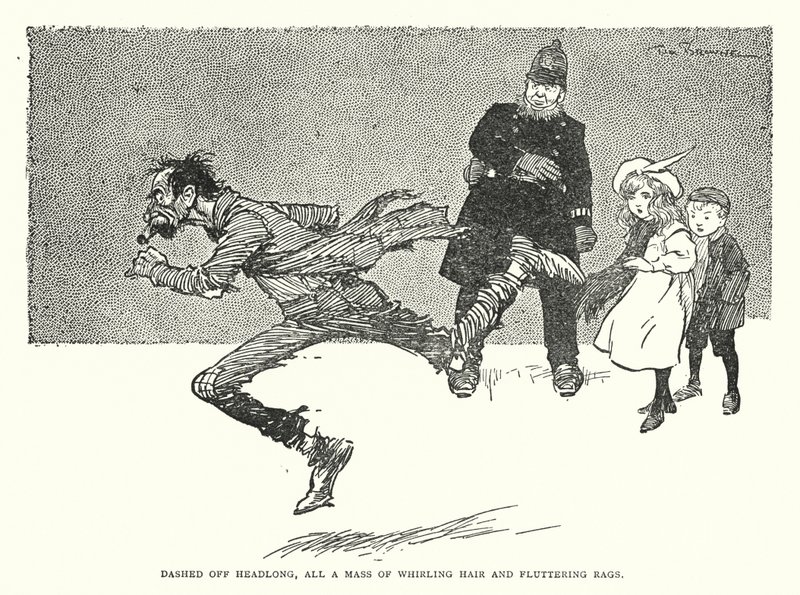 Baştan aşağı fırladı, hepsi dönen saçlar ve çırpınan paçavralar (lito) by Tom Browne