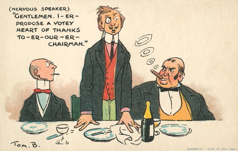 Topluluk Önünde Konuşma (chromolitho) by Tom Browne