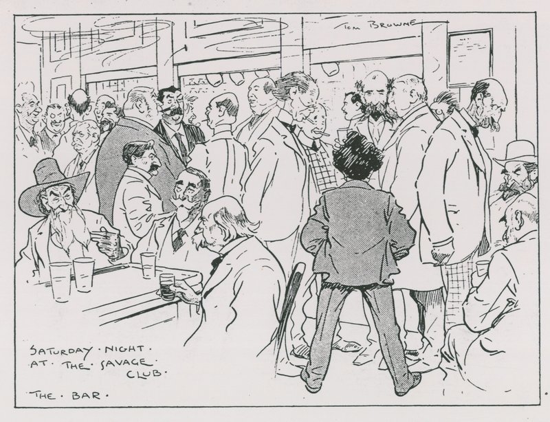 Savage Club barda cumartesi gecesi (gravür) by Tom Browne