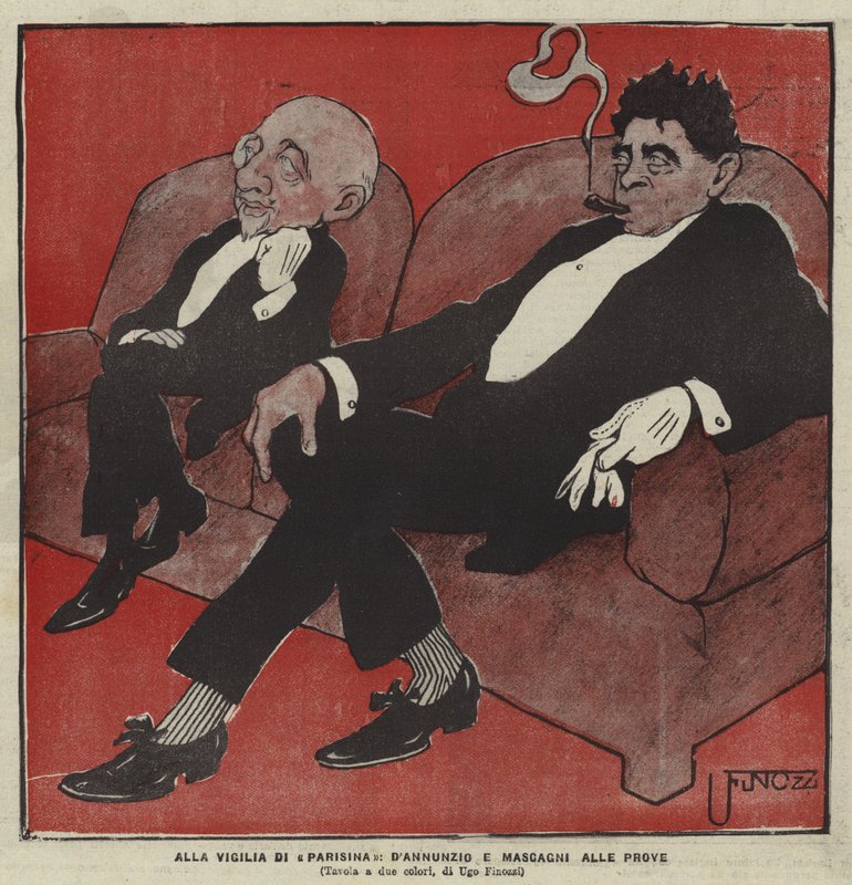 Gabriele DAnnunzio ve Pietro Mascagni, Parisina operasının bestecileri by Ugo Finozzi