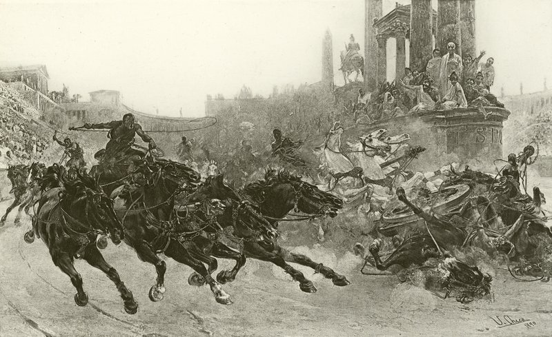 Trajan yönetiminde Roma - Bir araba yarışı (gravür) by Ulpiano Checa y Sanz