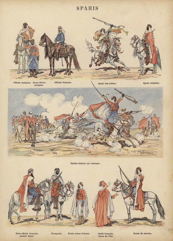 Spahiler, Fransız ordusunun sömürge askerleri (renkli taş) by Victor Armand Poirson