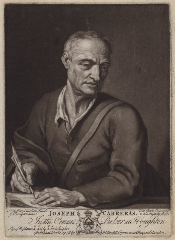 Joseph Carreras, şair ve papaz Catherine of Bragançalı (mezzotint) by Valentine Green