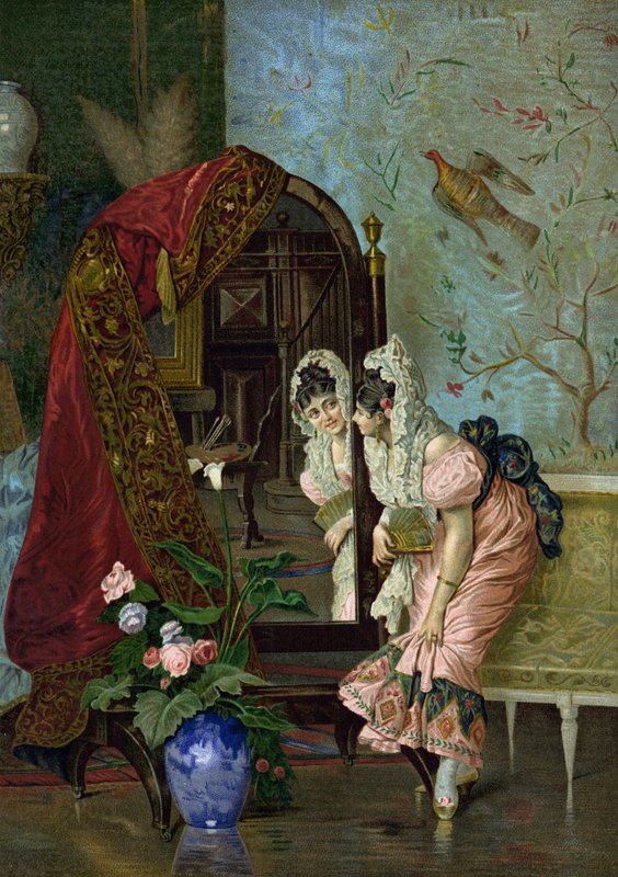 Coquetry (kromolitho) by Vincente Gonzalez Palmaroli