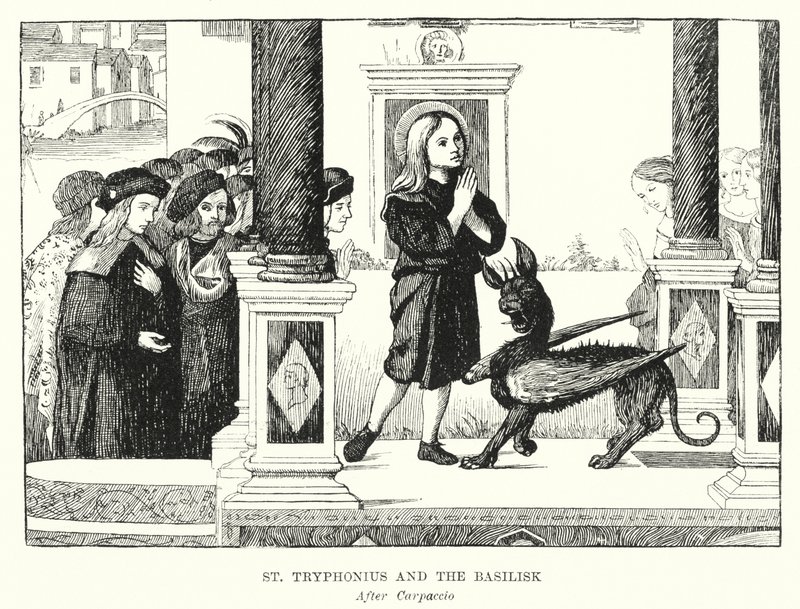 St Tryphonius ve Basilisk (gravür) by Vittore (after) Carpaccio