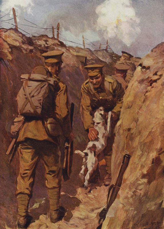 Gezgin zevkle efendisine doğru fırladı (renkli taş) by W.R.S. (after) Stott