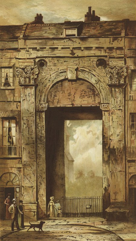 Arundel House, Watergate, Strand (chromolitho) by Waldo Sargeant