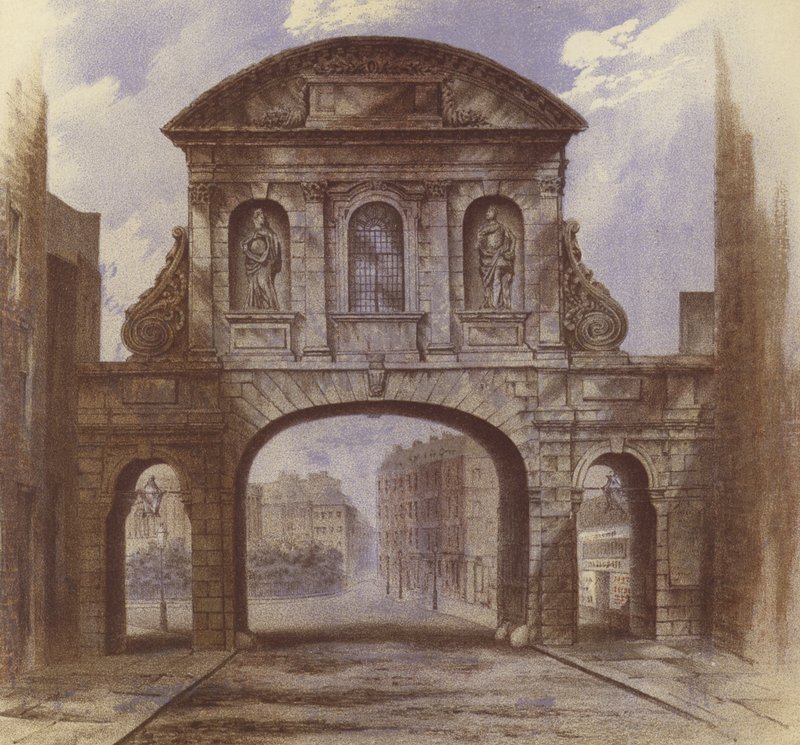 Temple Bar, Fleet Street (chromolitho) by Waldo Sargeant