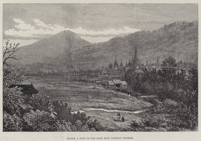 Kathe, Ruby Madeni Bölgesinde bir Kasaba, Burmah by Walter Paget